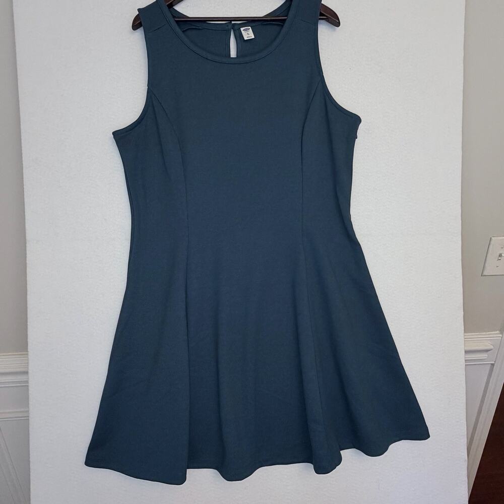 Old Navy Womens XL Teal Knit Fit Flare Dress Sleeveless Career Fall